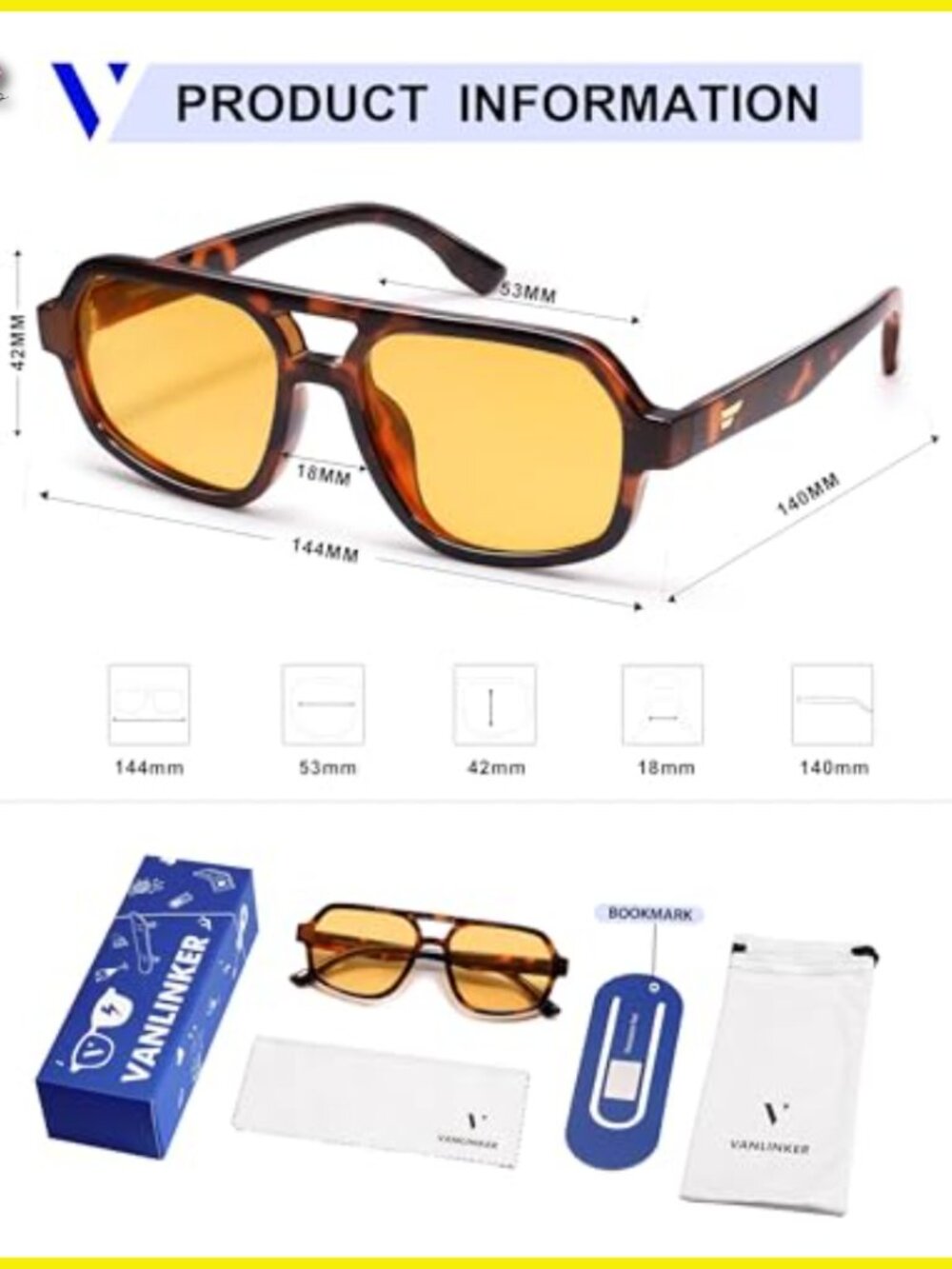 Retro Aviator Sunglasses Polarized Oversized Square Frame Vintage 70s Style - Picture 5 of 7